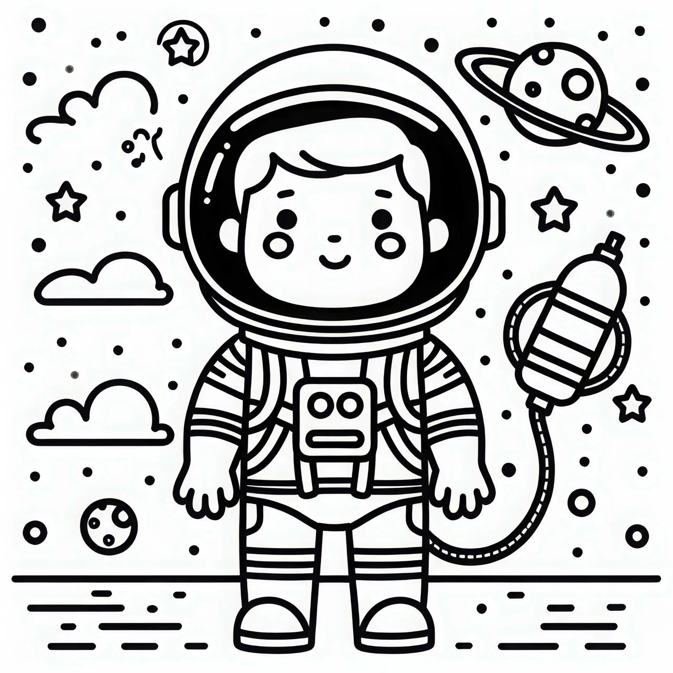 Astronaut im Raumanzug Ausmalbild einfach gratis