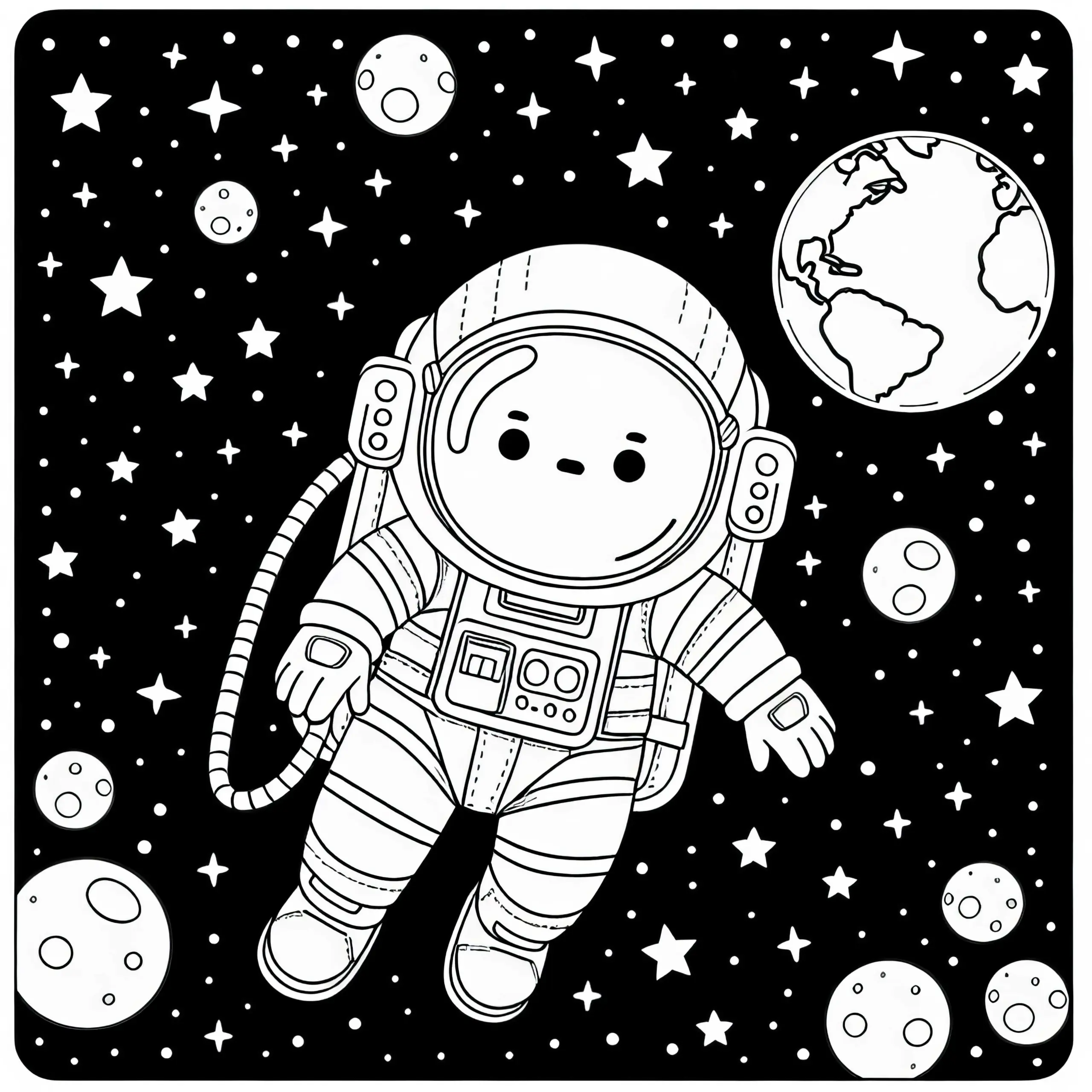 Astronaut Malvorlage – Einfach und Kostenlos (Ausmalbild)