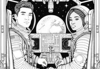 Astronauten in Rakete Malvorlage Detailreich Kostenlos