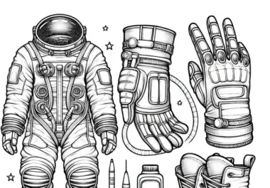 Astronautenhandschuhe und Astronautenstiefel Ausmalbild für Kinder – Detailreich und Kostenlos