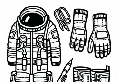 Astronautenhandschuhe und Astronautenstiefel – Malvorlage einfach kostenlos