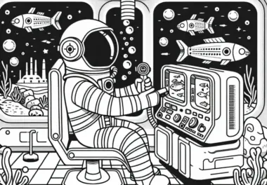 Astronautentraining im Simulator als Ausmalbild – Kostenlos und Einfach