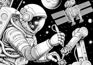 Astronautin und Roboter Malvorlage – Detailreich und Gratis