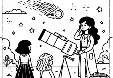 Astronomin entdeckt neuen Kometen – Ausmalbild gratis