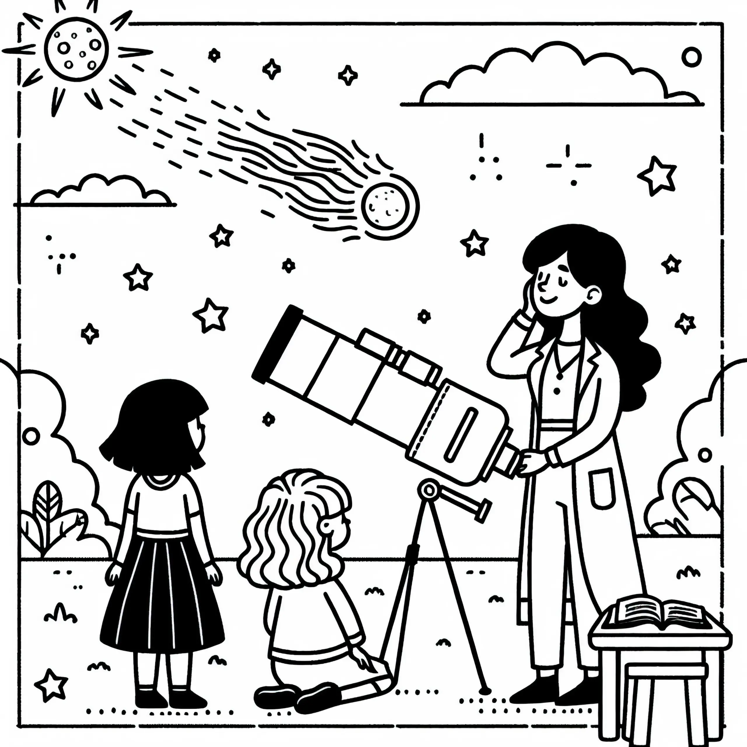 Astronomin entdeckt neuen Kometen – Ausmalbild gratis