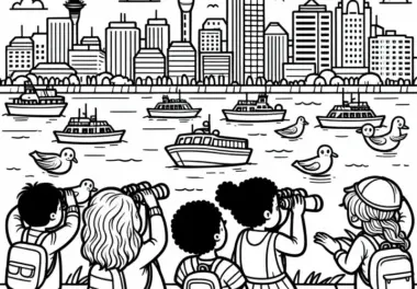Auckland Boote im Hafen – Ausmalbild Kostenlos