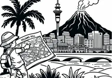 Kostenloses Ausmalbild von einem Vulkanhügel in Auckland