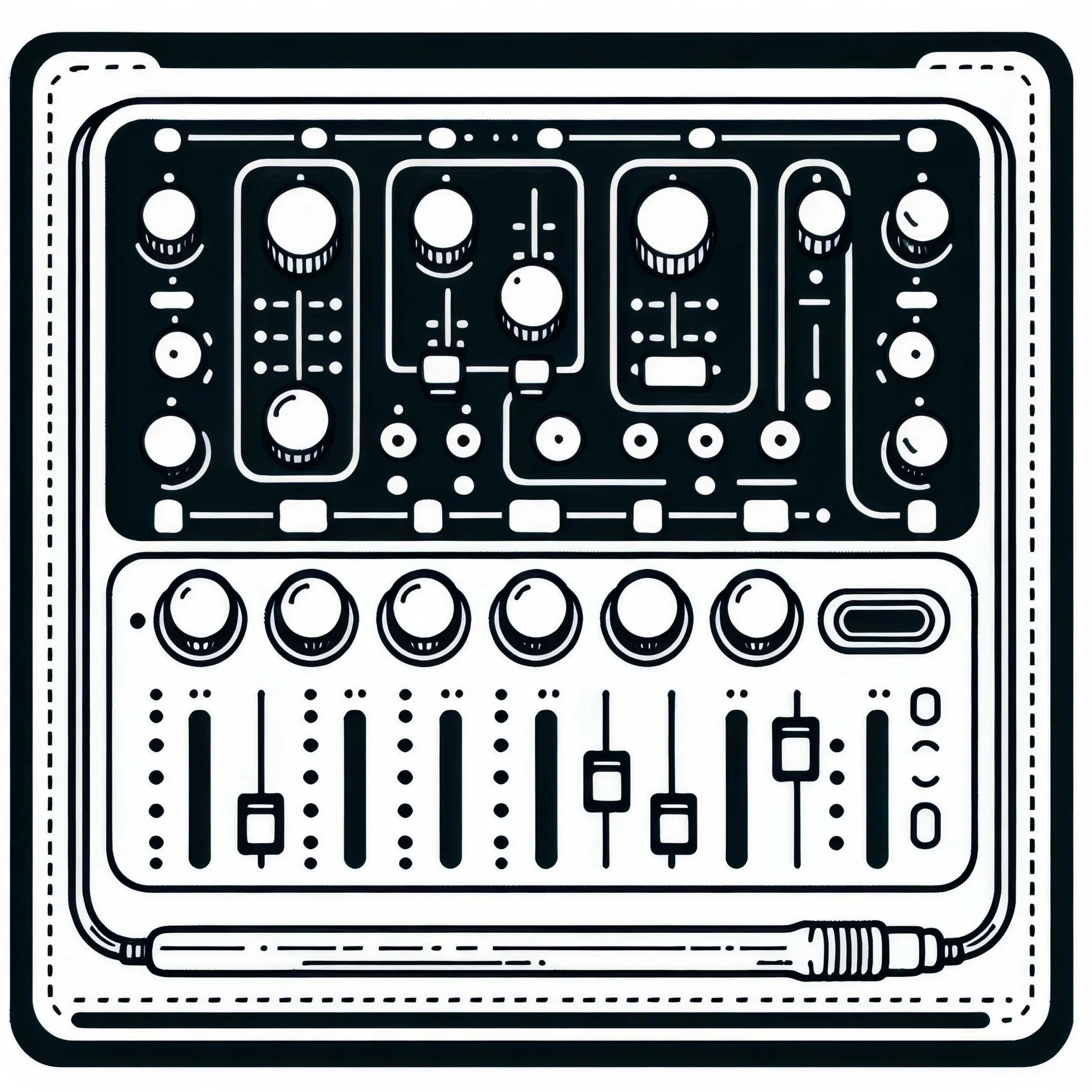 Audio-Interface Malvorlage für Zubehör elektronischer Instrumente kostenlos (Ausmalbild)