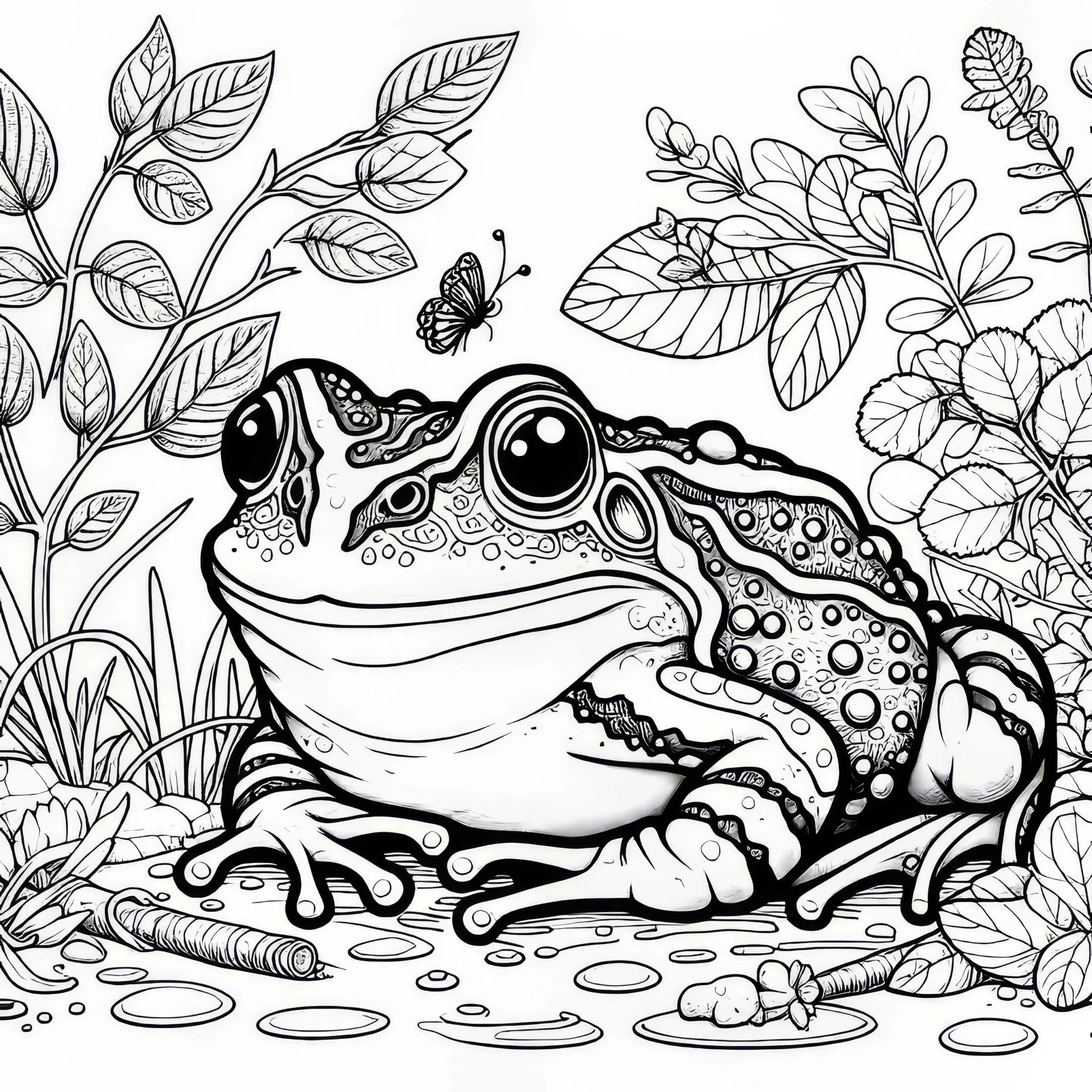 Ausmalbild eines Frosches: Detailreich & kostenlos