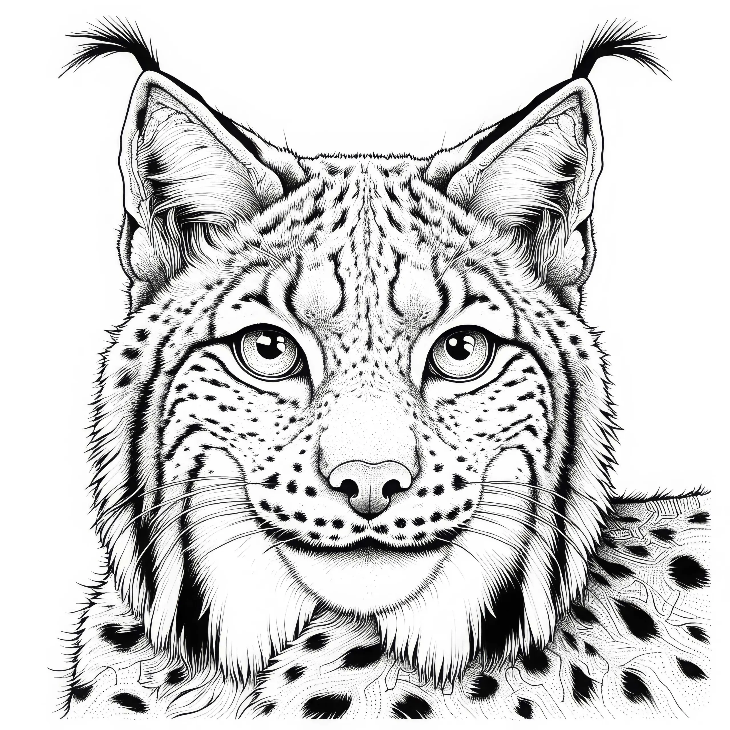Ausmalbild Luchs-Kopf zum Herunterladen (Kostenlos)