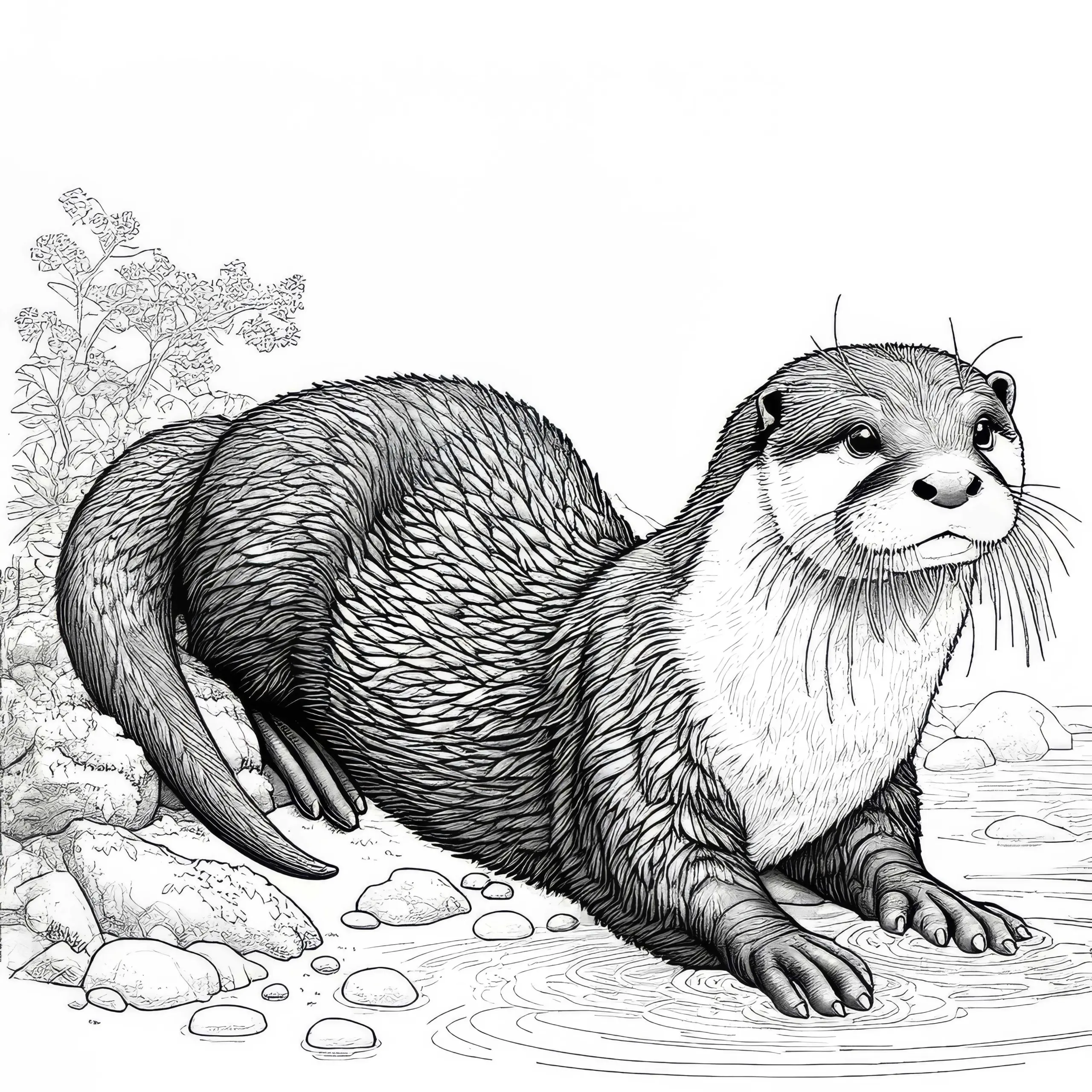 Ausmalbild eines Otters: Kostenlos zum Herunterladen
