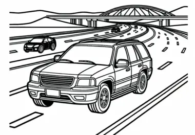 Auto auf der Autobahn Ausmalbild kostenlos