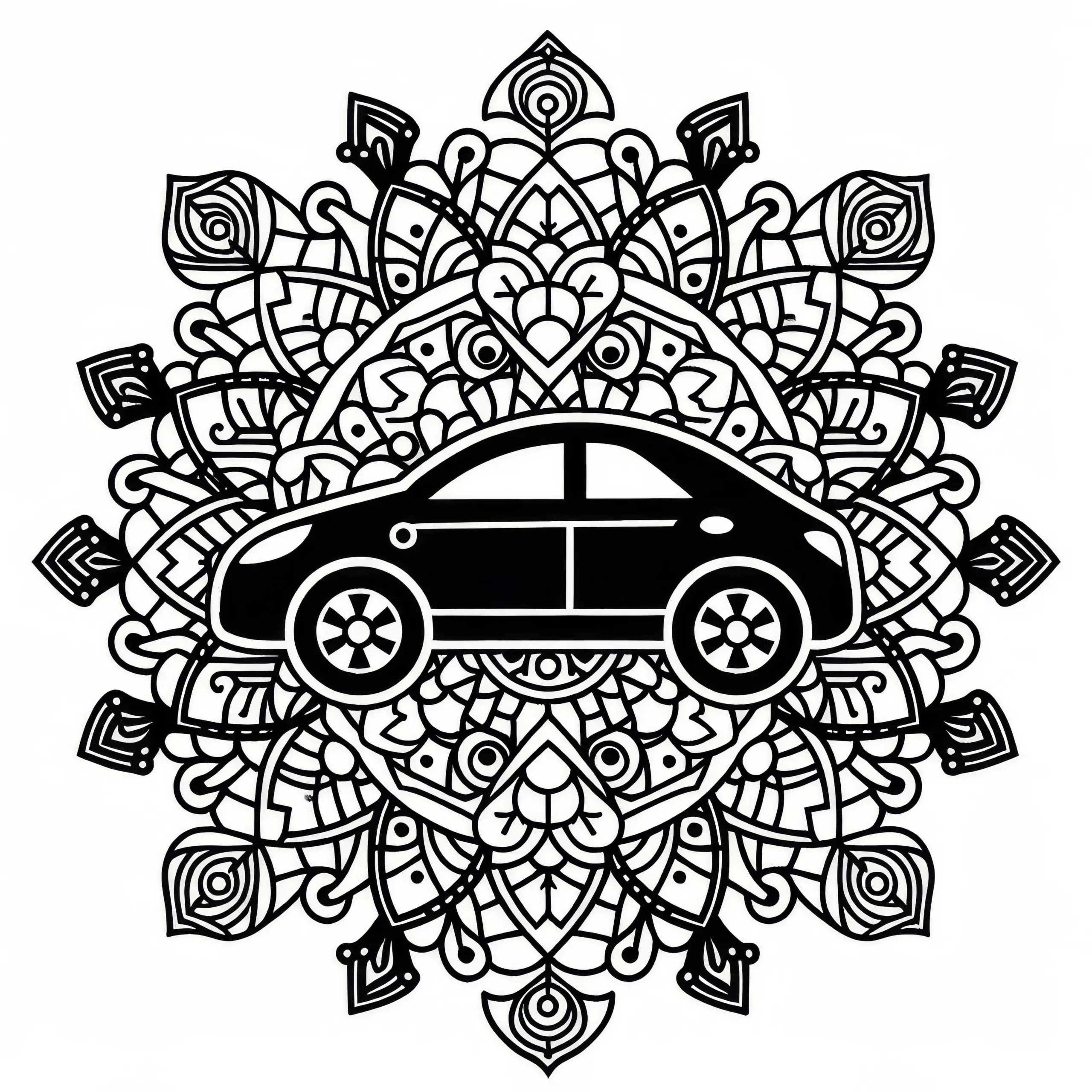 Auto Mandala Vorlage Ausmalbild Kostenlos