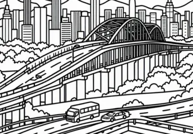 Autobahnbrücke Ausmalbild Gratis
