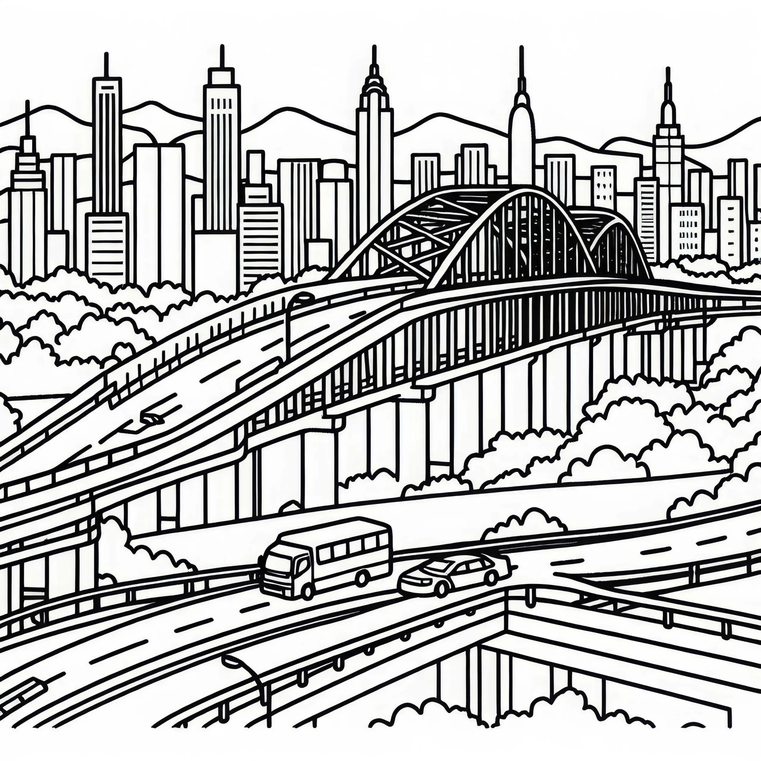 Autobahnbrücke Ausmalbild Gratis