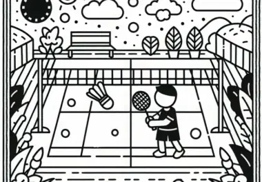 Badmintonfeld Ausmalbild – Kostenlos zum Download