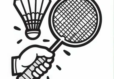 Badminton Schläger Malvorlage Einfach Kostenlos Herunterladen und Ausmalen