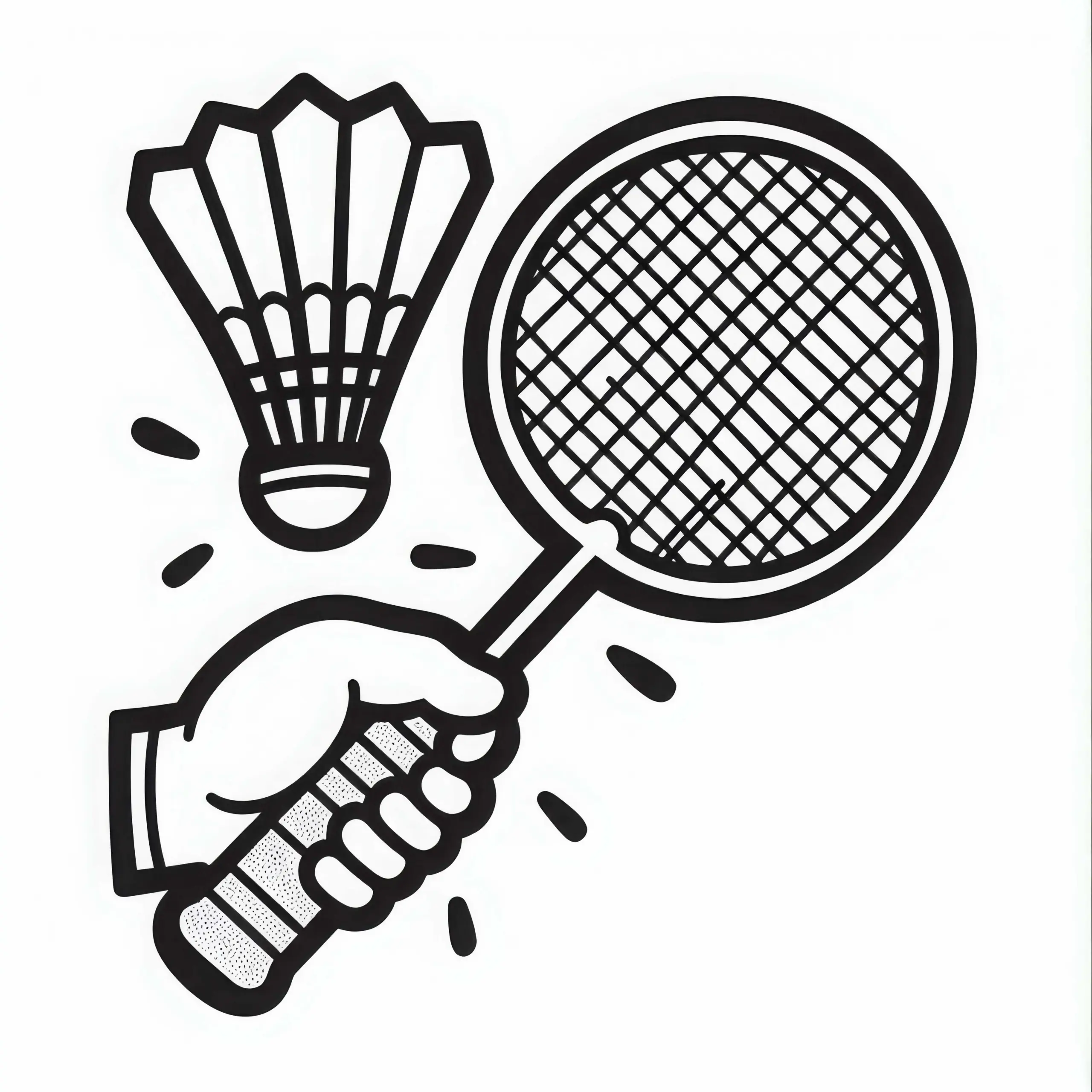 Badminton Schläger Malvorlage Einfach Kostenlos Herunterladen und Ausmalen (Ausmalbild)