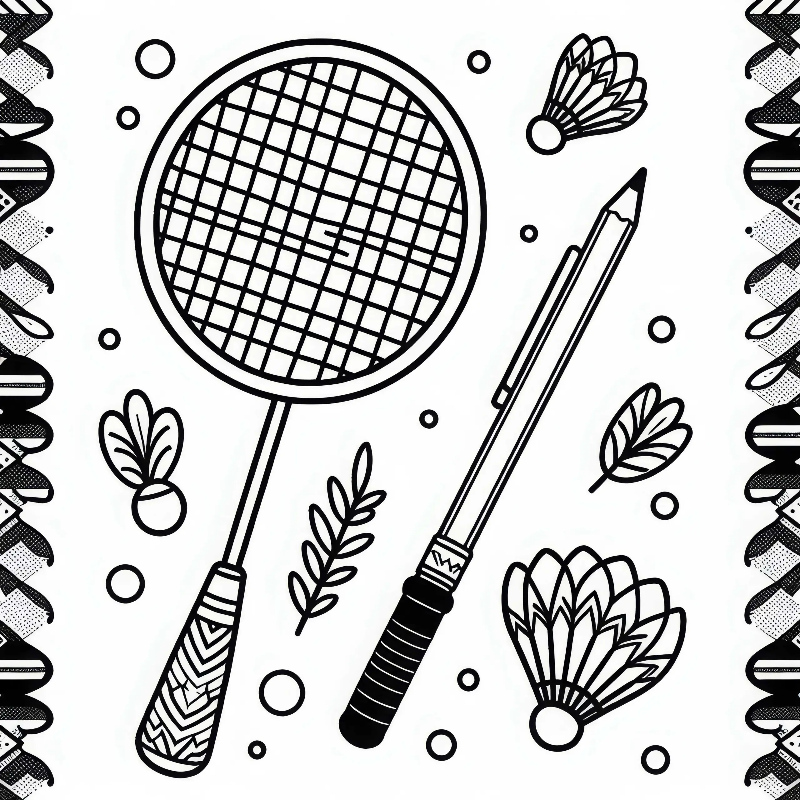 Badmintonschläger Malvorlage Gratis (Ausmalbild)