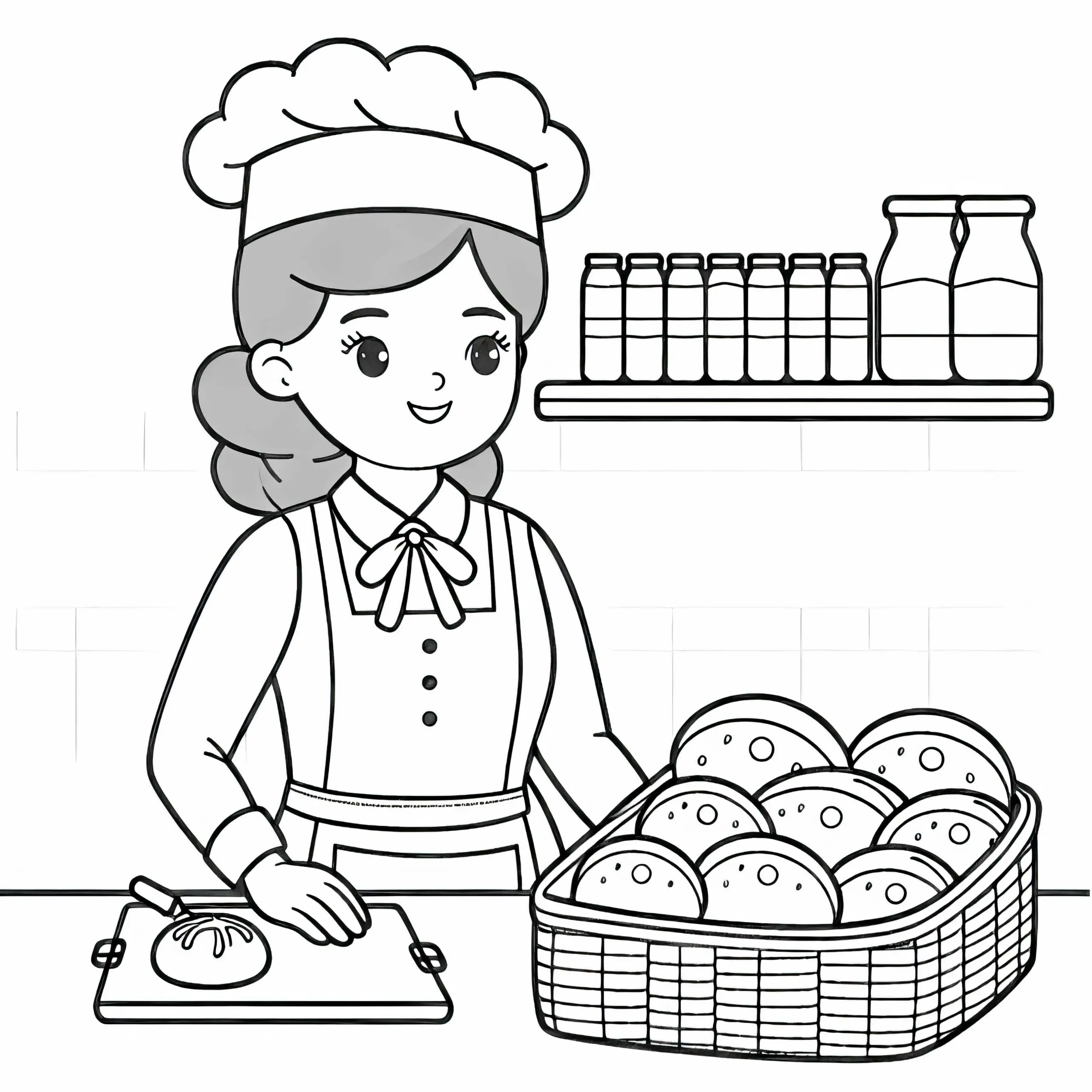 Bäckerin Malvorlage Einfach Kostenlos (Ausmalbild)