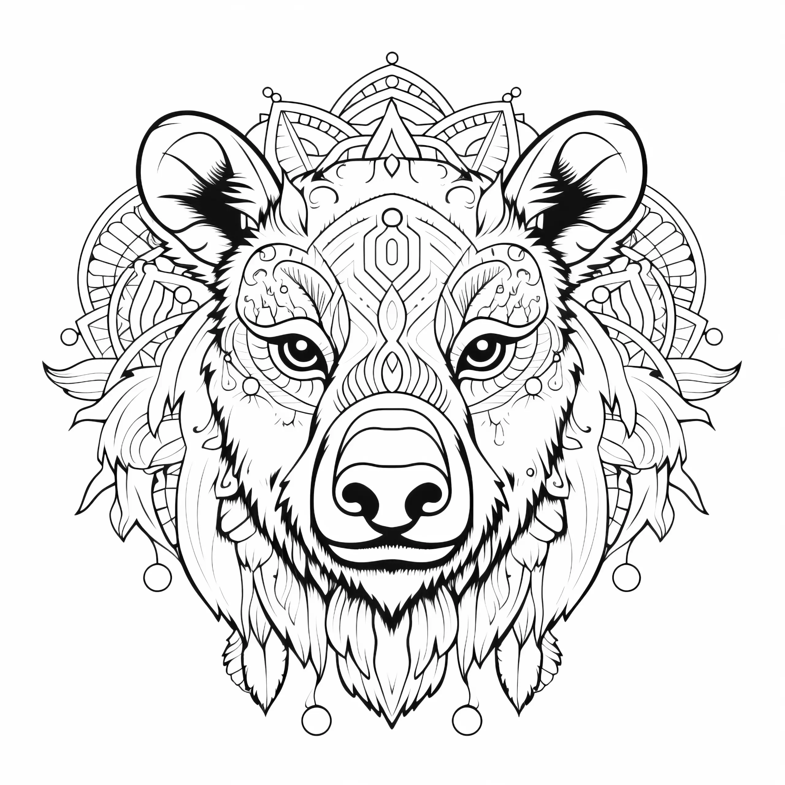 Liebes Bärengesicht: Mandala gratis zum Download (Ausmalbild)