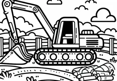 Bagger auf Baustelle – Ausmalbild kostenlos