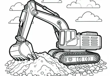Bagger hebt Loch aus – Malvorlage kostenlos