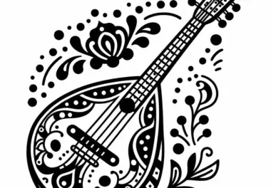 Balalaika Ausmalbild – Traditionelles Instrument zum Ausmalen