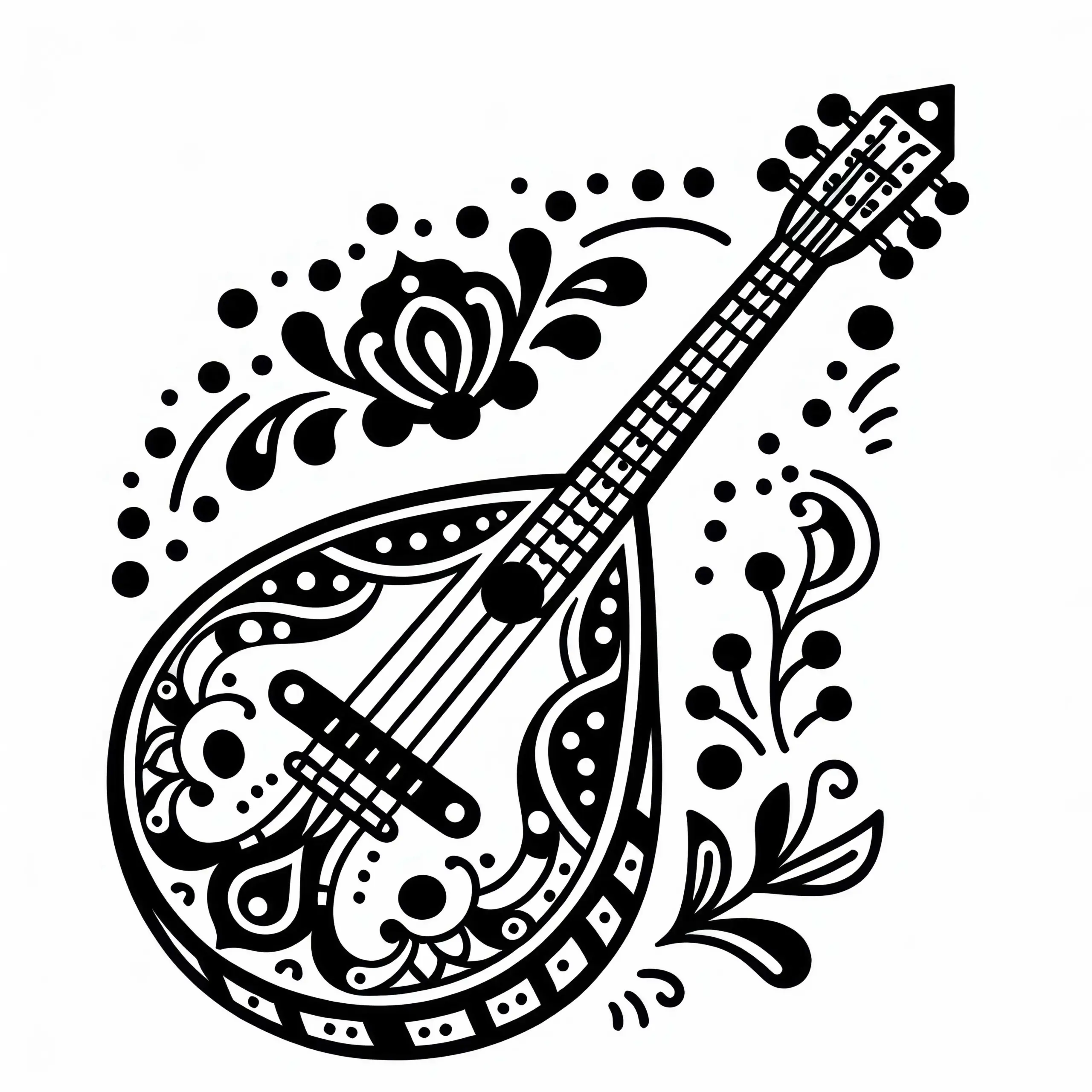 Balalaika Ausmalbild – Traditionelles Instrument zum Ausmalen