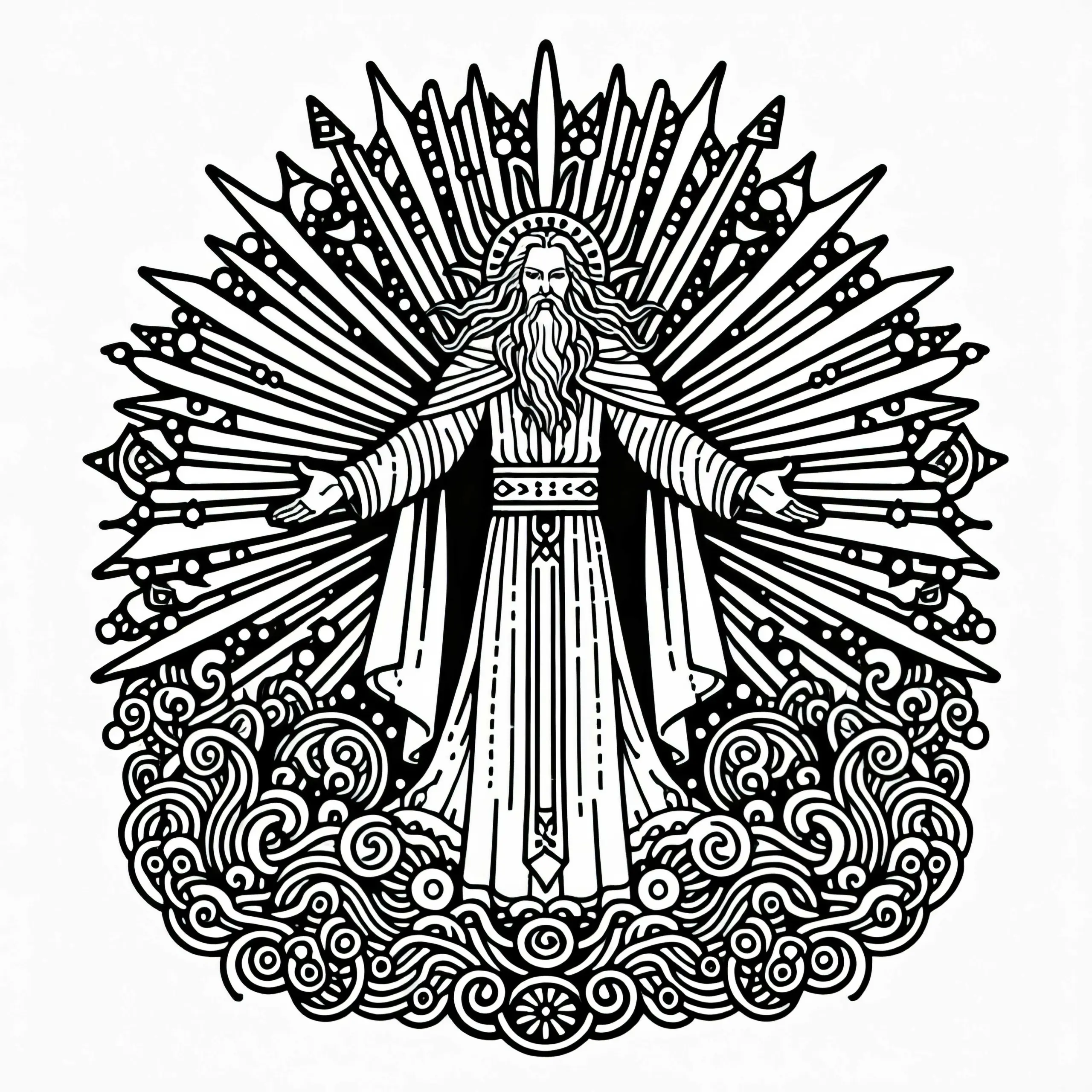 Baldur, der leuchtende Gott – Ausmalbild zur nordischen Mythologie kostenlos