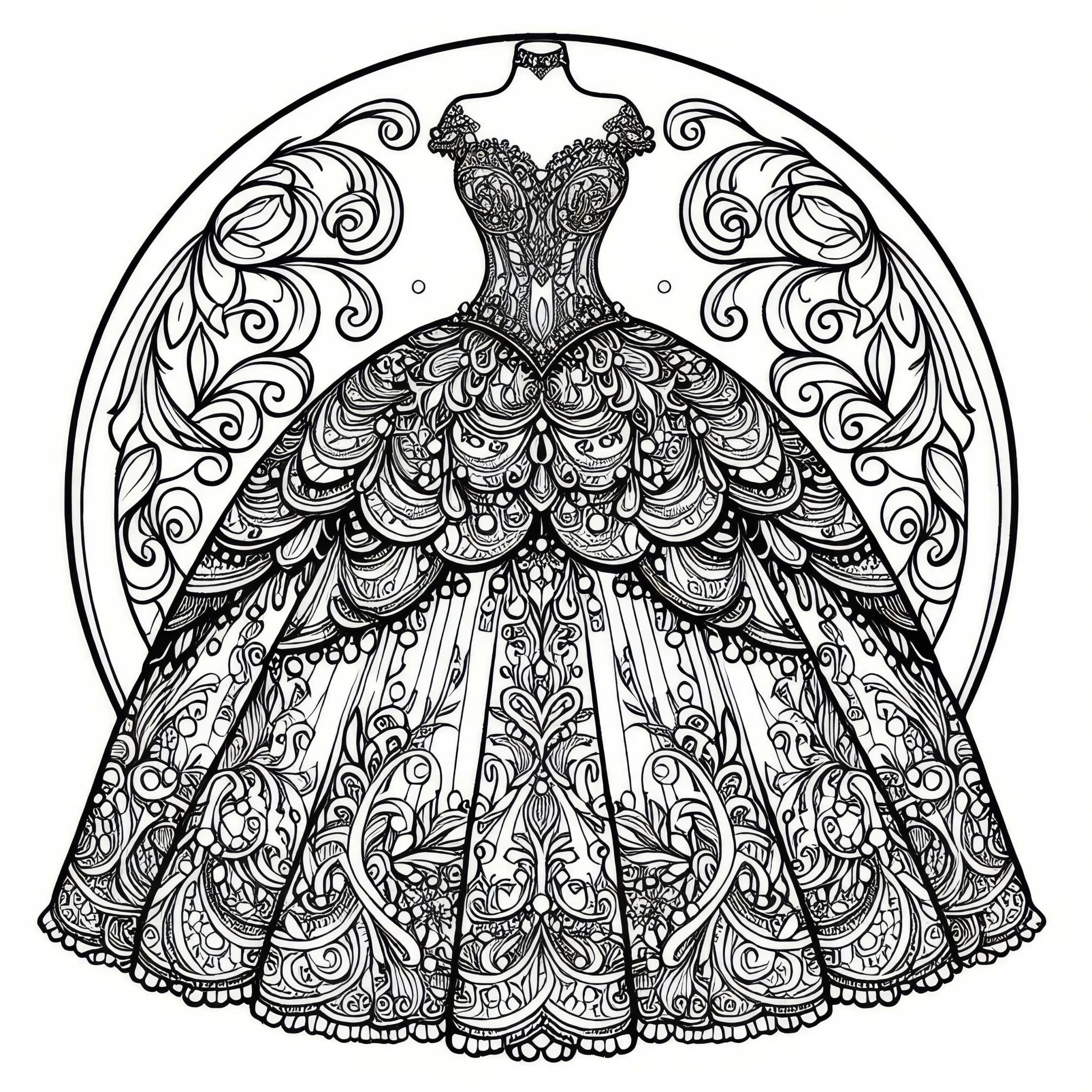Ballkleid Malvorlage für Kleidung Kostenlos (Ausmalbild)