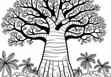 Baobab: Ausmalbild vom Affenbrotbaum Kostenlos
