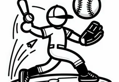 Baseball Malvorlage Einfach Kostenlos Herunterladen