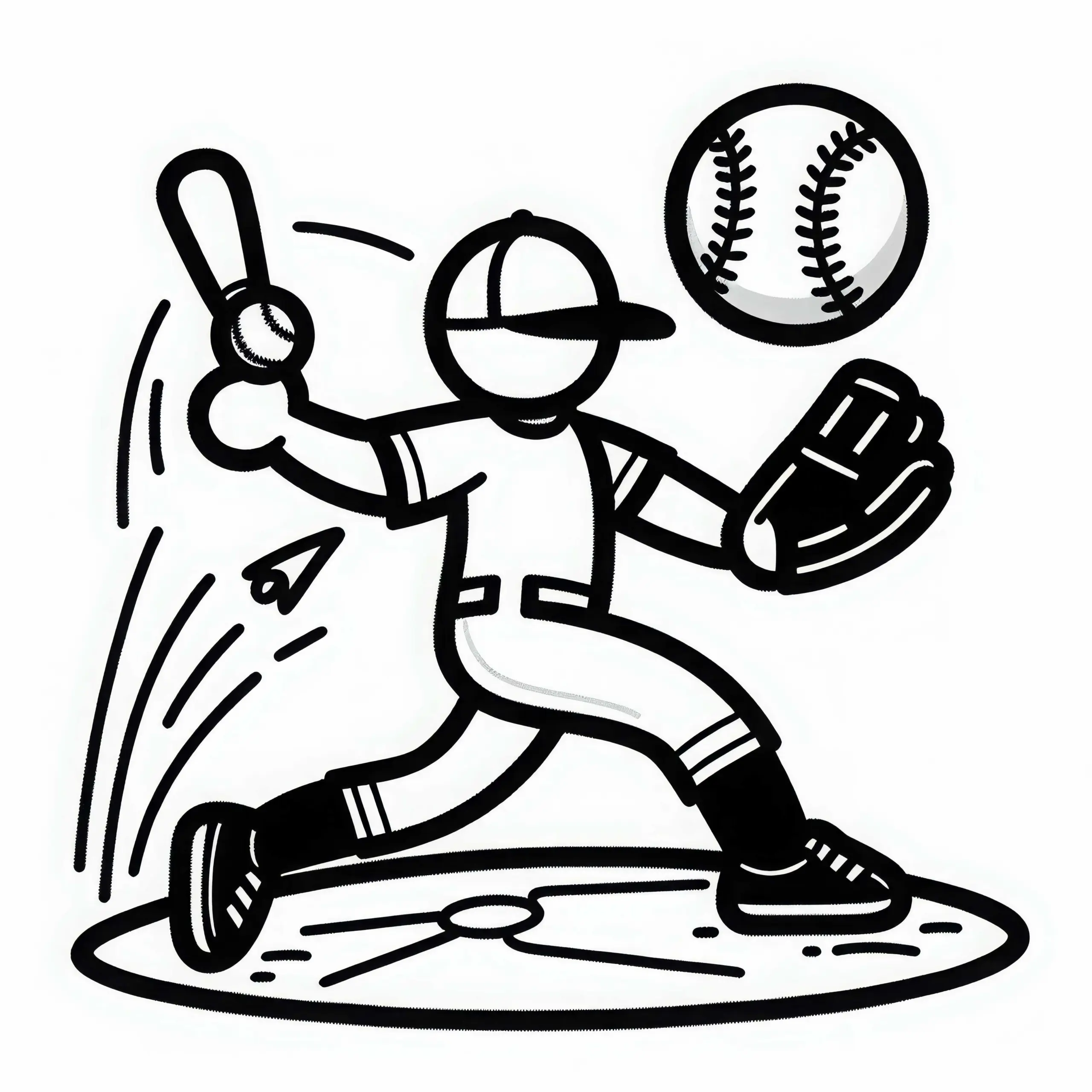 Baseball Malvorlage Einfach Kostenlos Herunterladen (Ausmalbild)