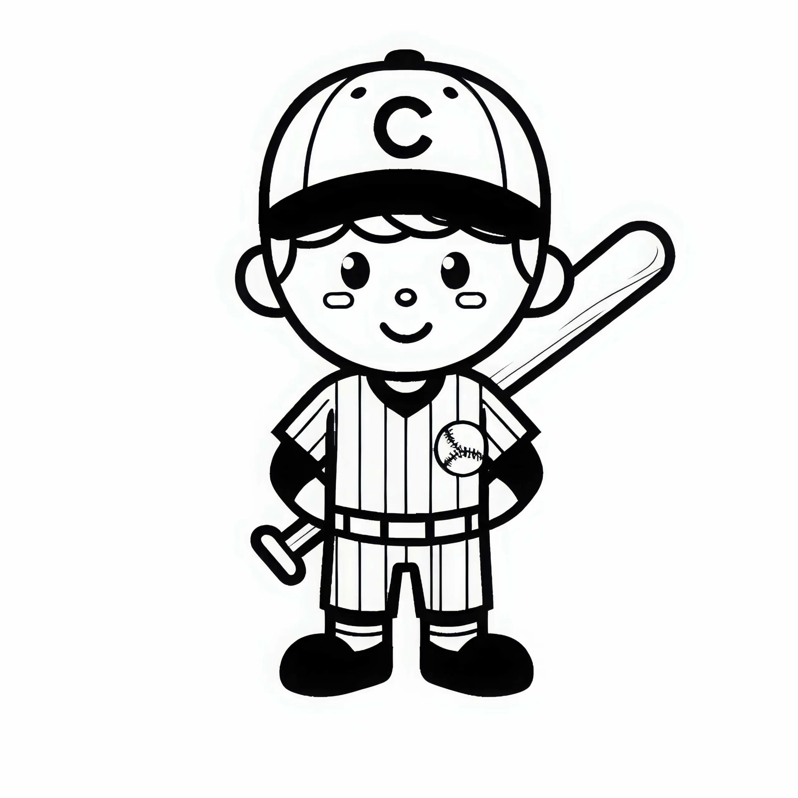 Baseballer Ausmalbild Einfach Kostenlos