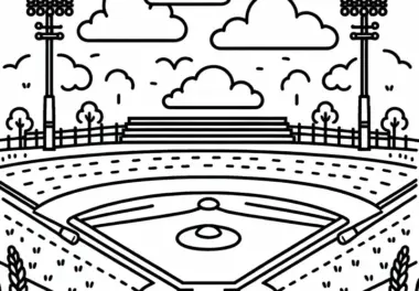 Baseballfeld Malvorlage Gratis zum Ausdrucken und Ausmalen