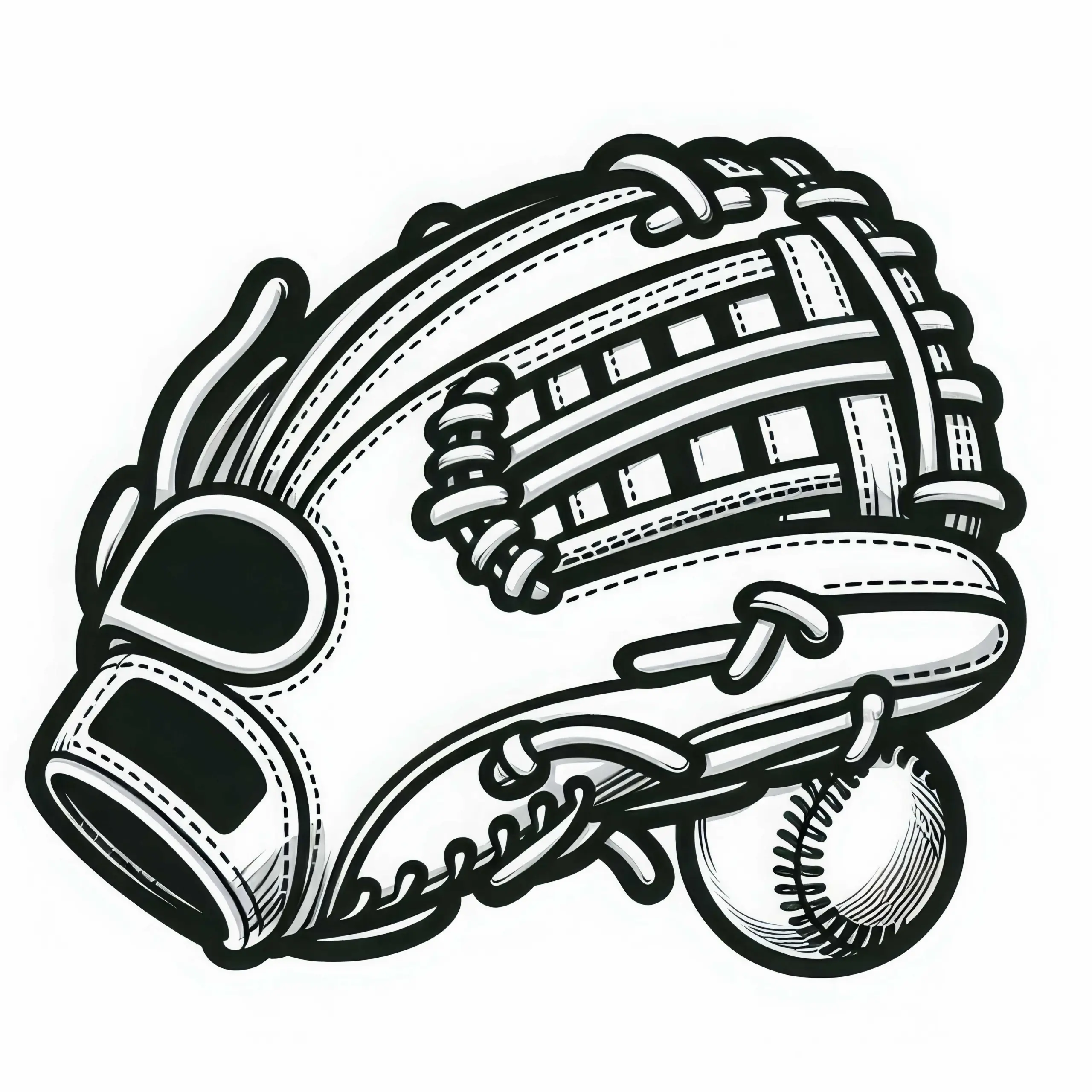 Baseballhandschuh Malvorlage Kostenlos Herunterladen und Ausmalen (Ausmalbild)