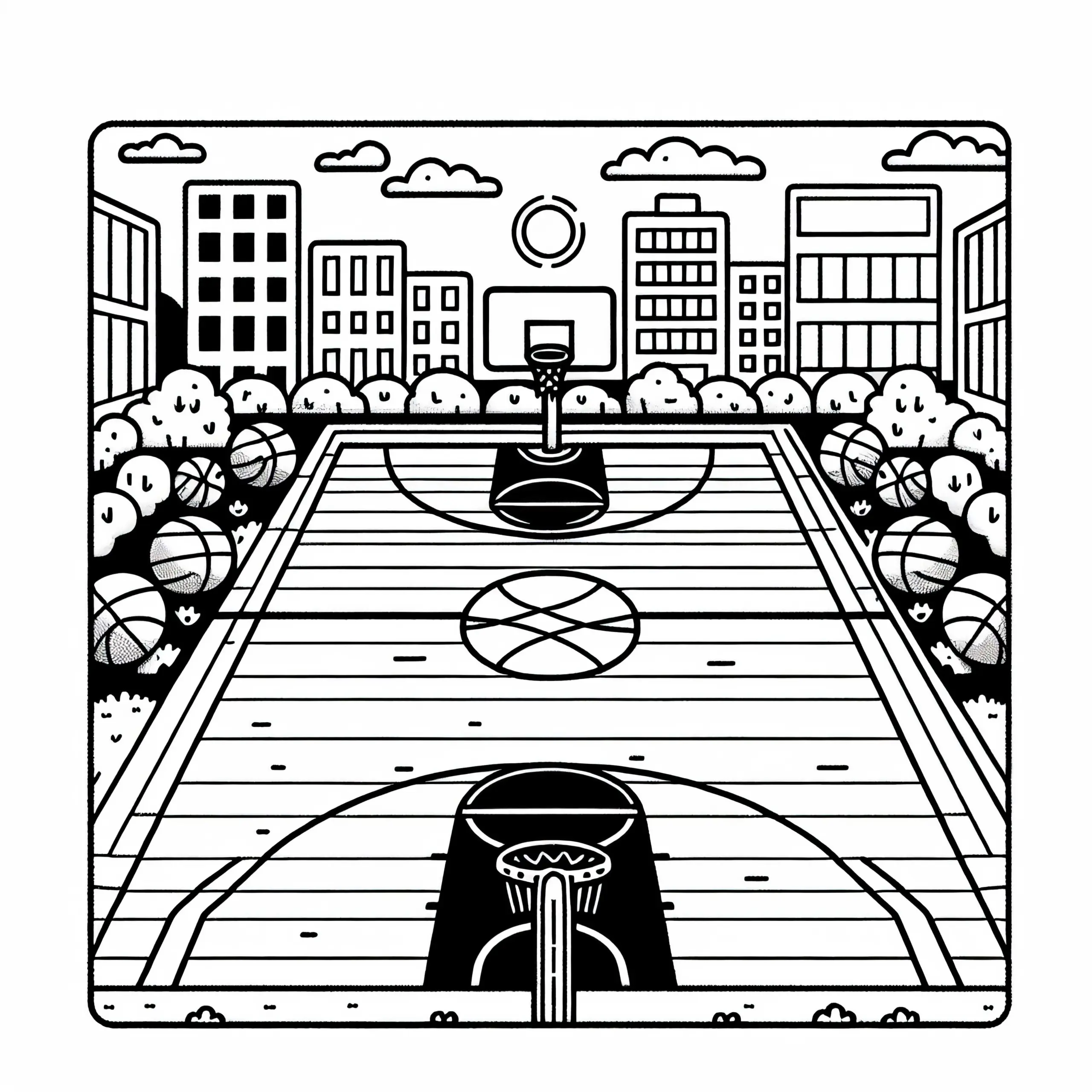 Basketballfeld Ausmalbild Kostenlos Herunterladen