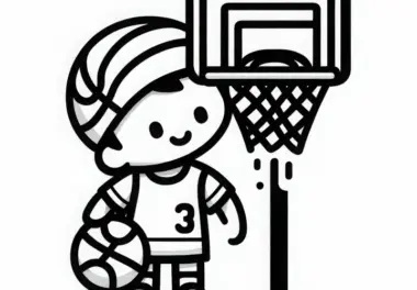 Basketballkorb mit Netz – Malvorlage einfach gratis