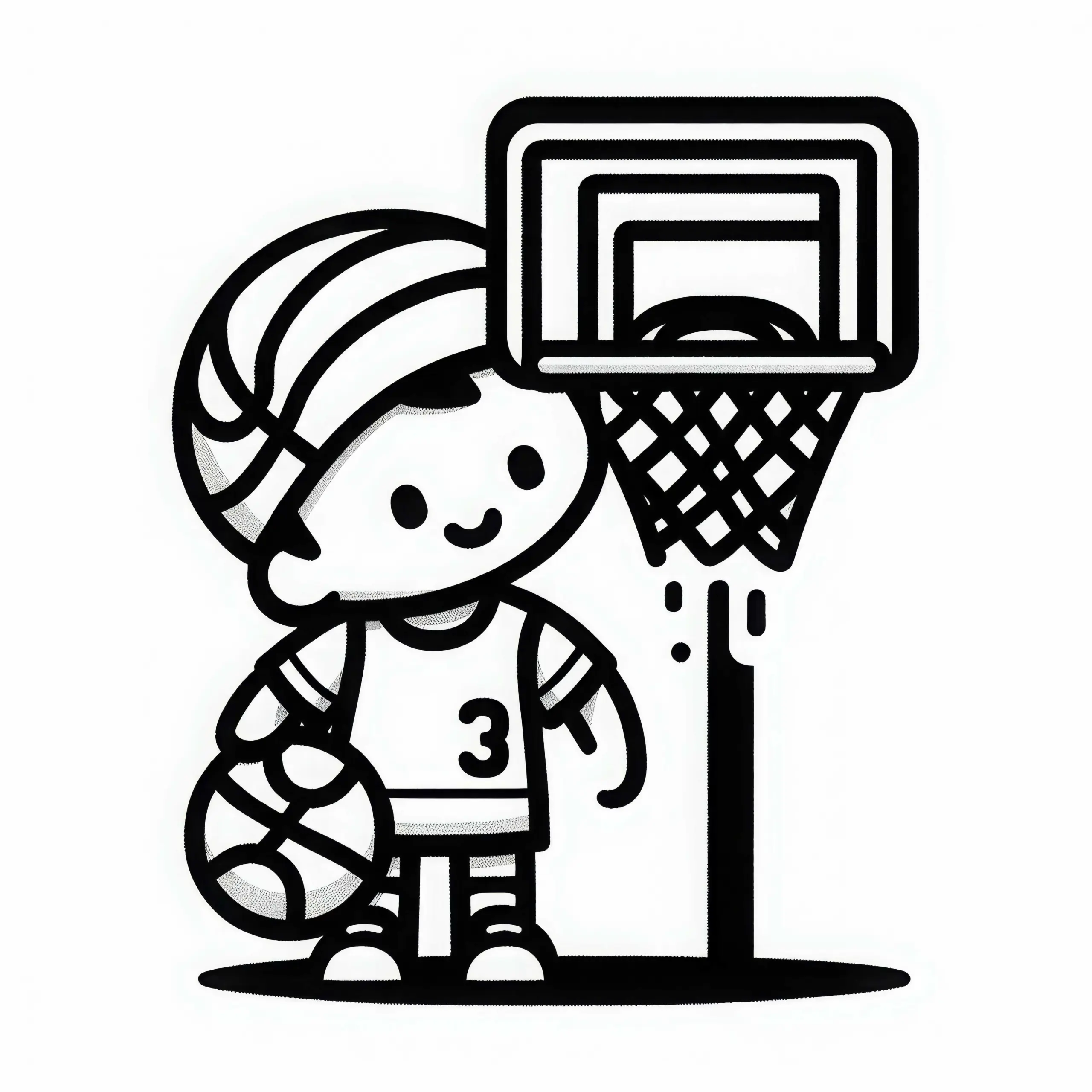 Basketballkorb mit Netz – Malvorlage einfach gratis (Ausmalbild)