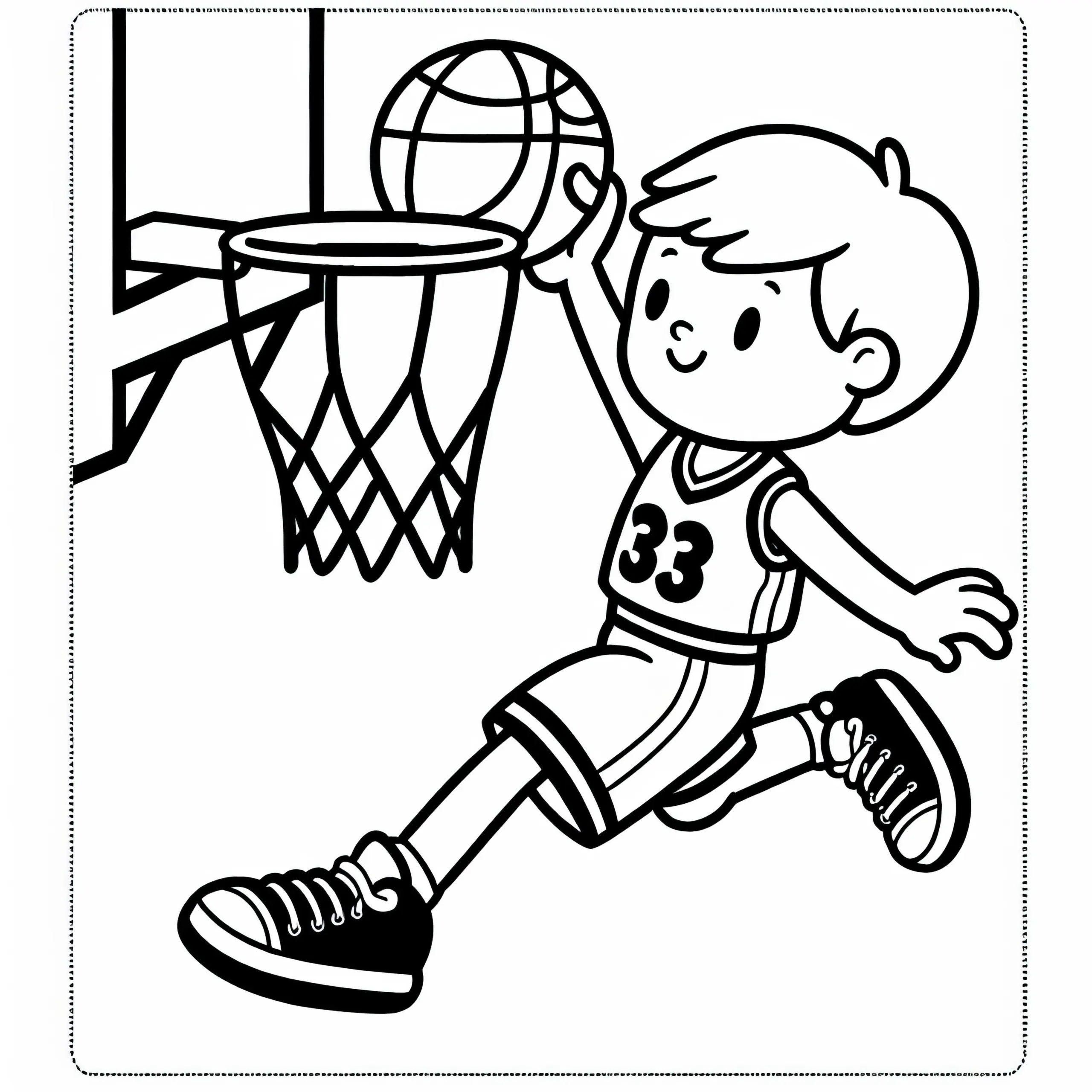 Basketballspieler Malvorlage Einfach Kostenlos (Ausmalbild)