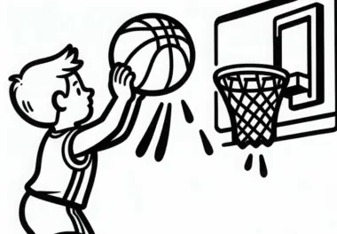 Basketballspieler nimmt an Freiwurf teil – Malvorlage Gratis
