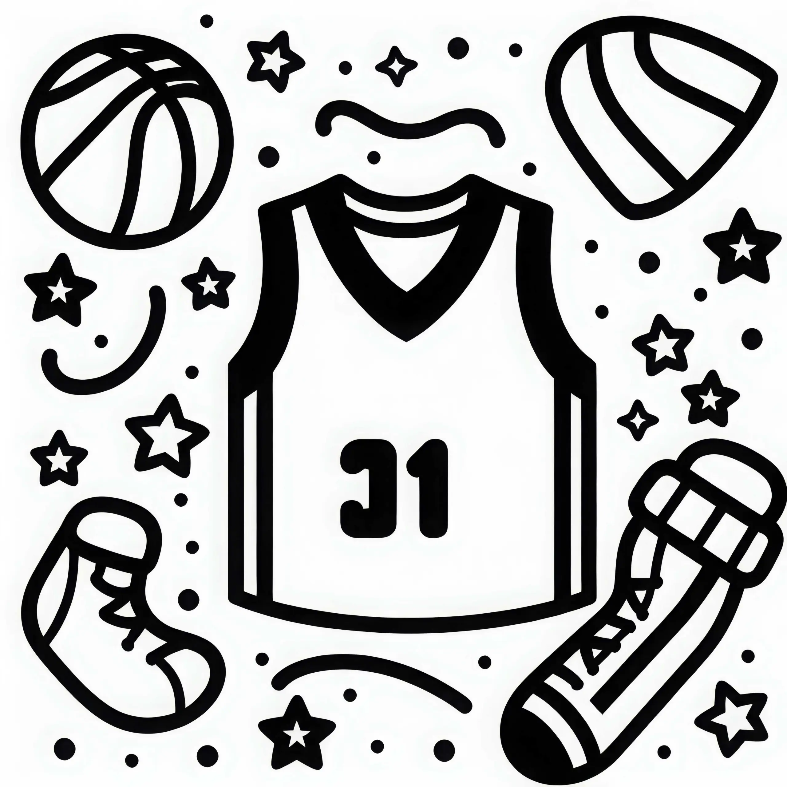 Basketballtrikot Malvorlage Einfach Kostenlos (Ausmalbild)