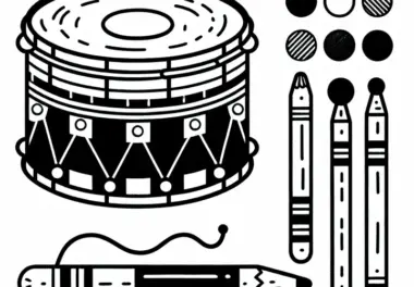 Ausmalbild einer Bassdrum – Kostenloses Schlaginstrument
