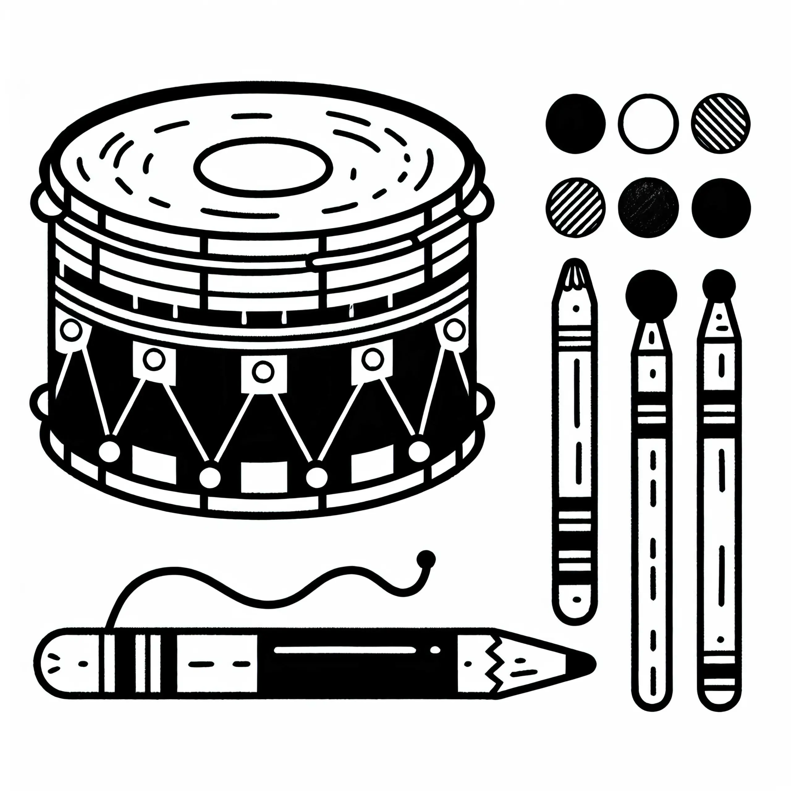 Ausmalbild einer Bassdrum – Kostenloses Schlaginstrument