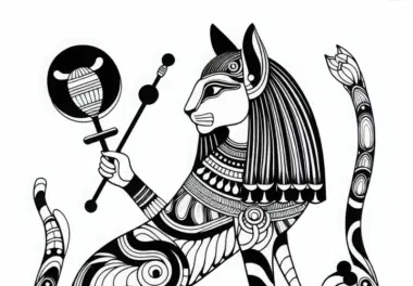 Bastet Malvorlage für ägyptisches Sternzeichen kostenlos herunterladen