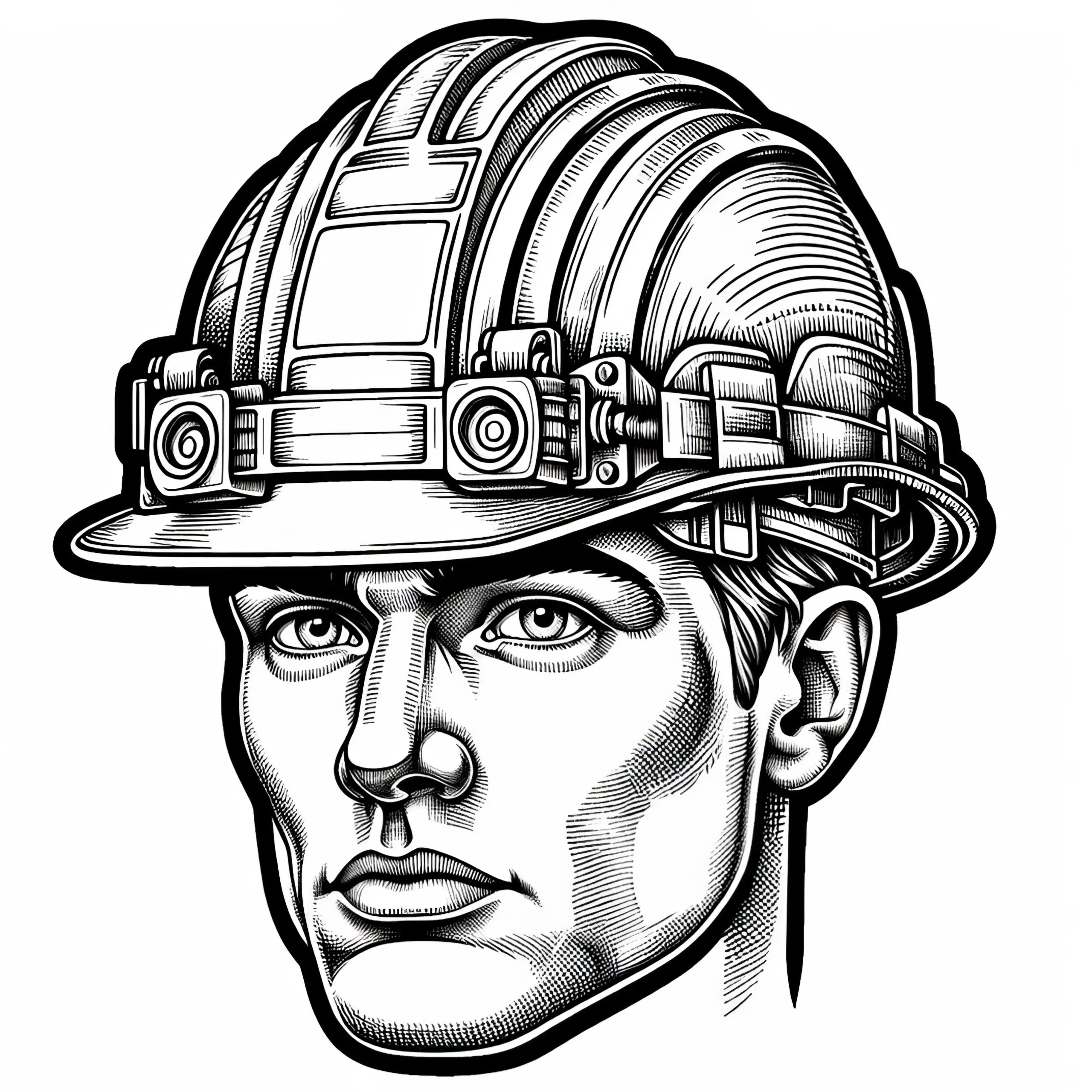 Bauhelm eines Bauarbeiters – Malvorlage detailreich und kostenlos (Ausmalbild)