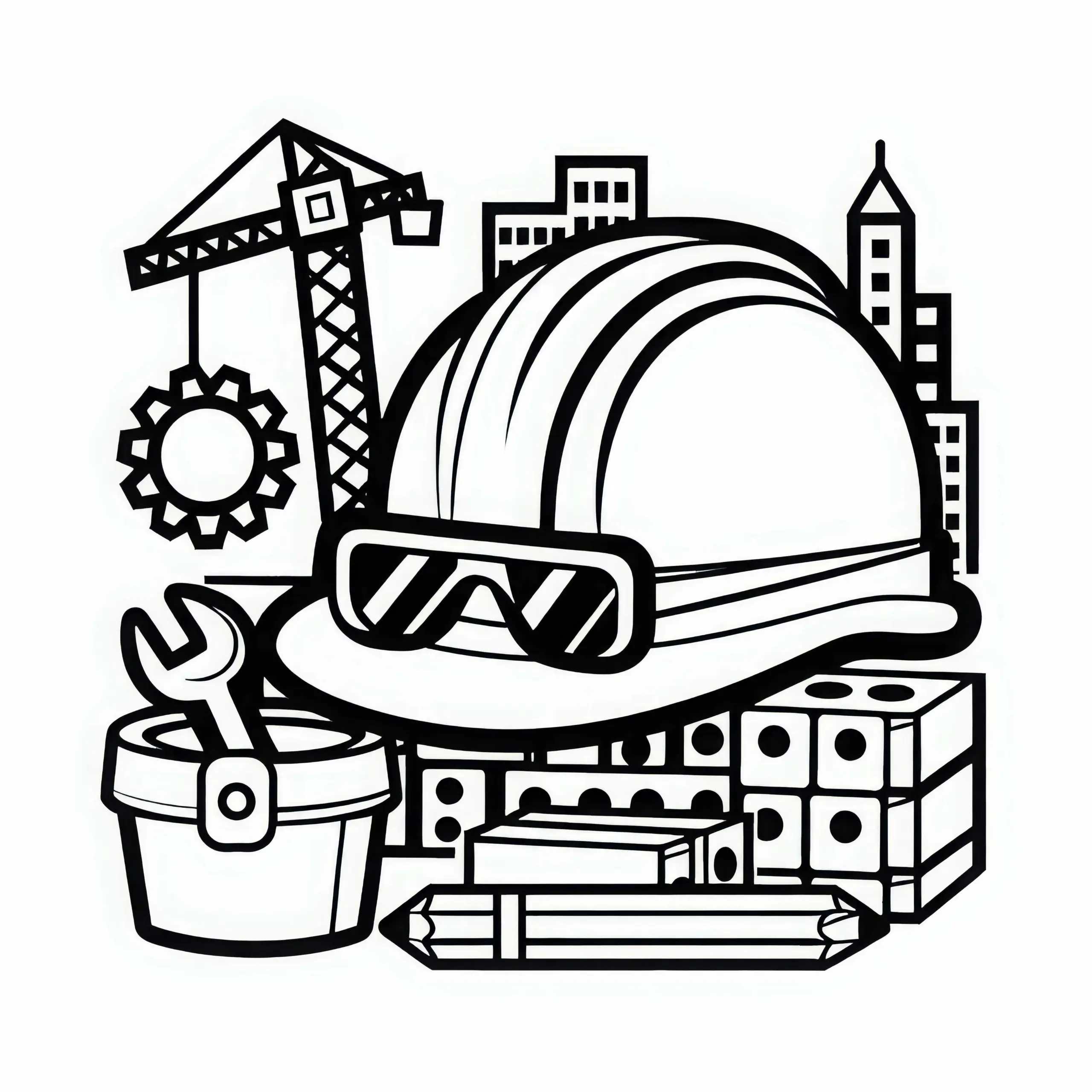 Bauhelm für Bauingenieur Malvorlage kostenlos herunterladen (Ausmalbild)