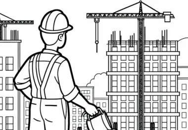Bauingenieur auf Baustelle – Ausmalbild einfach kostenlos