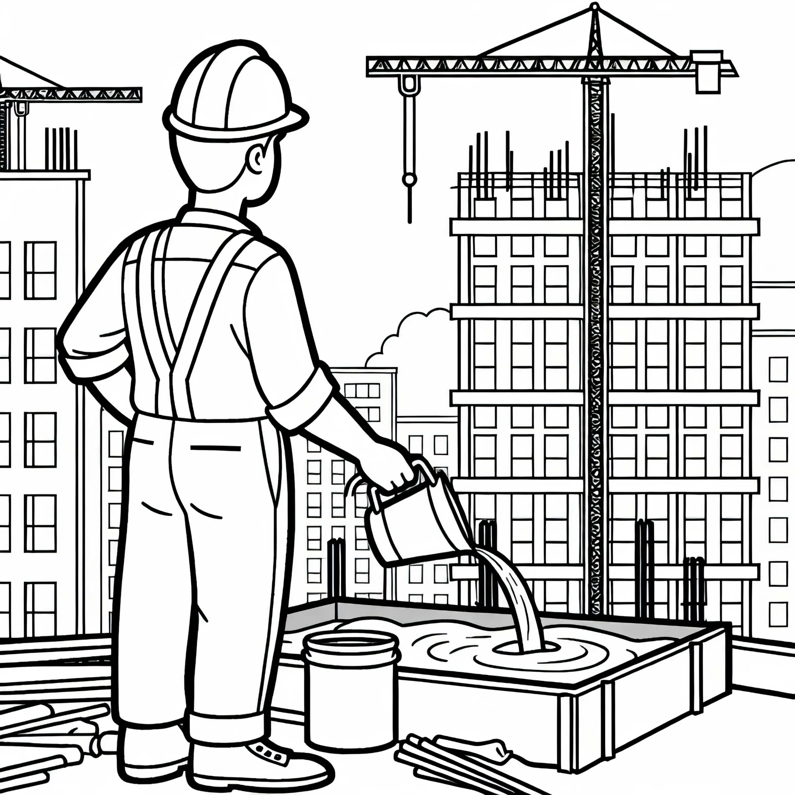 Bauingenieur auf Baustelle – Ausmalbild einfach kostenlos